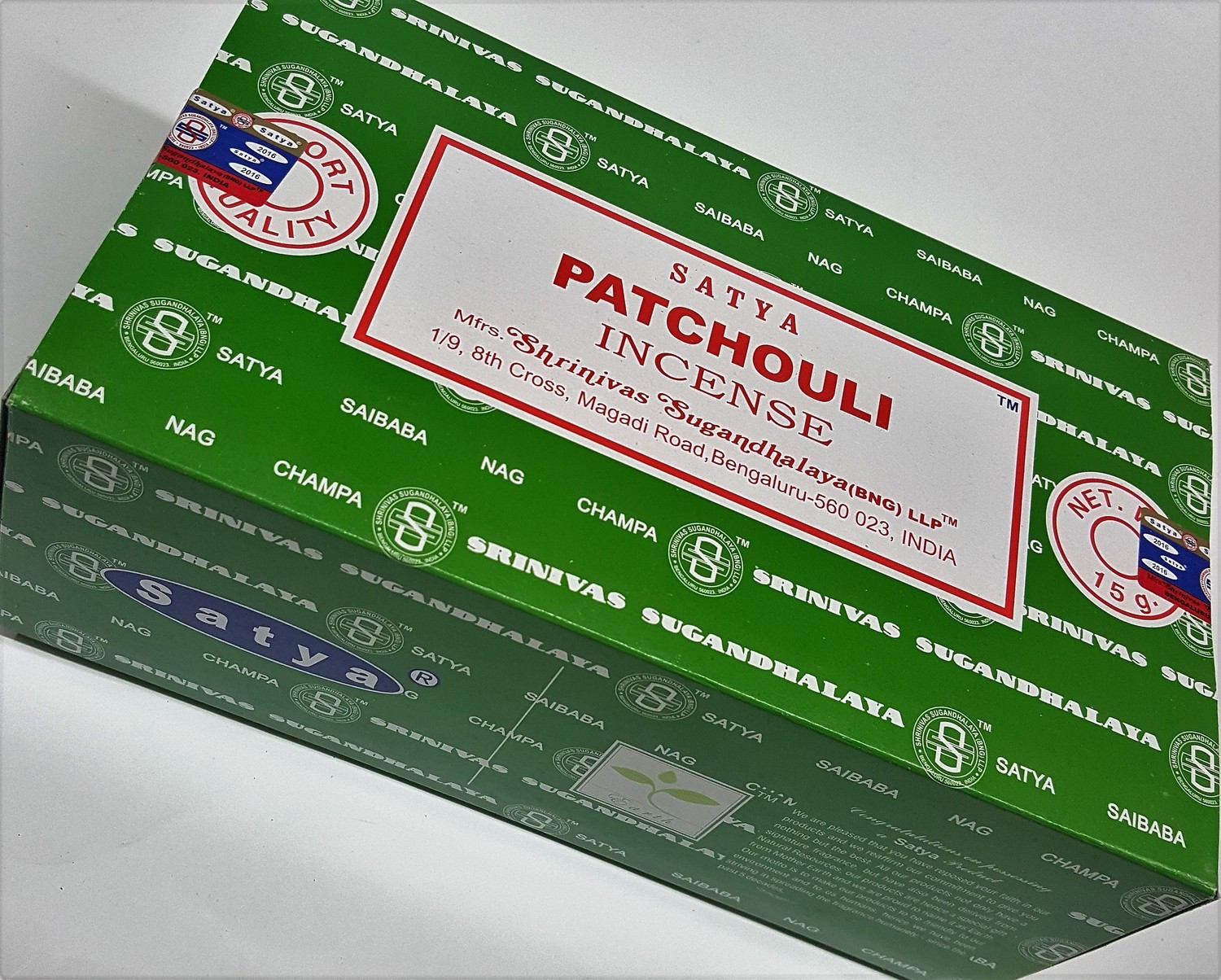 ​Satya Patchouli Incense Box 15 Grams(180 Sticks)