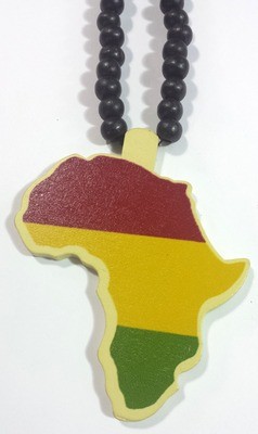 Red, Gold & Green Africa Map Necklace