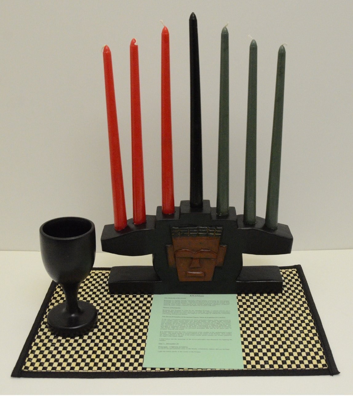 Kwanzaa Mask Candleholder & Celebration Set (Black) - Made in Ghana