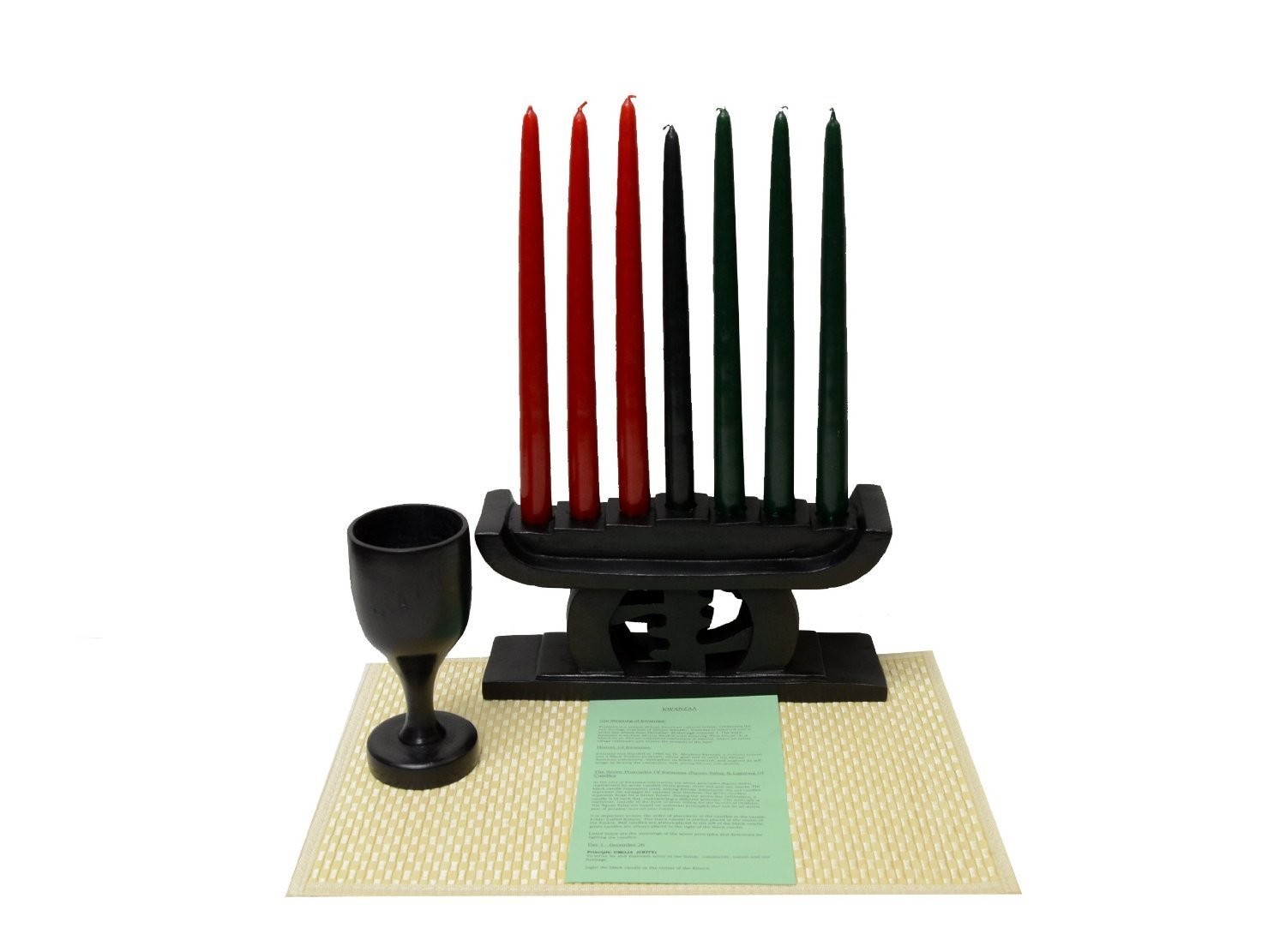 Kwanzaa Gye Nyame Candleholder & Celebration Set (Black) - Handmade in Ghana