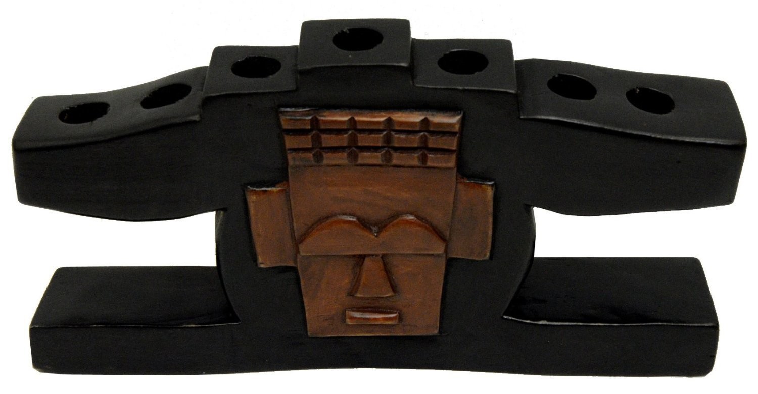 Kwanzaa Mask Candleholder (Black) - Made in Ghana