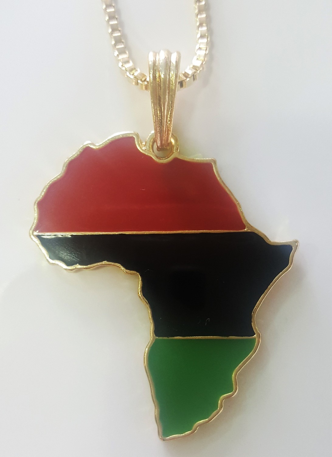Red, Black & Green Africa Map Necklace