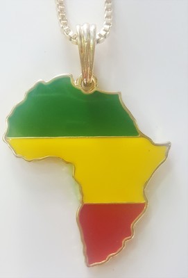 Red, Gold & Green Africa Map Necklace
