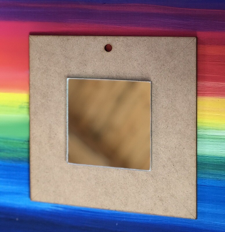 Square Wood Mirror 300mm