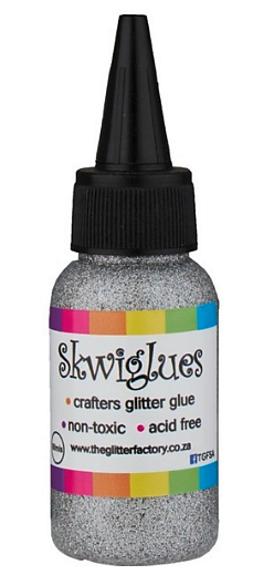 Skwiglues Glitter Glue HOLOGRAPHIC SILVER 60mls