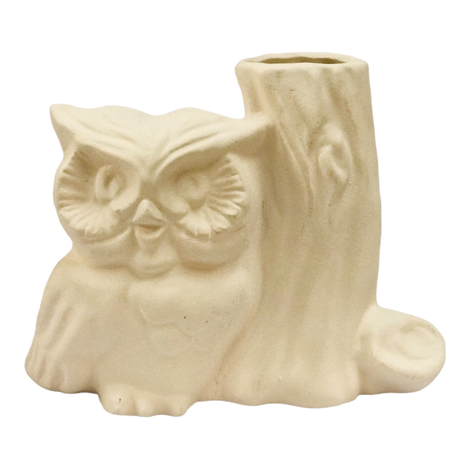 Wood Log Owly Ceramic