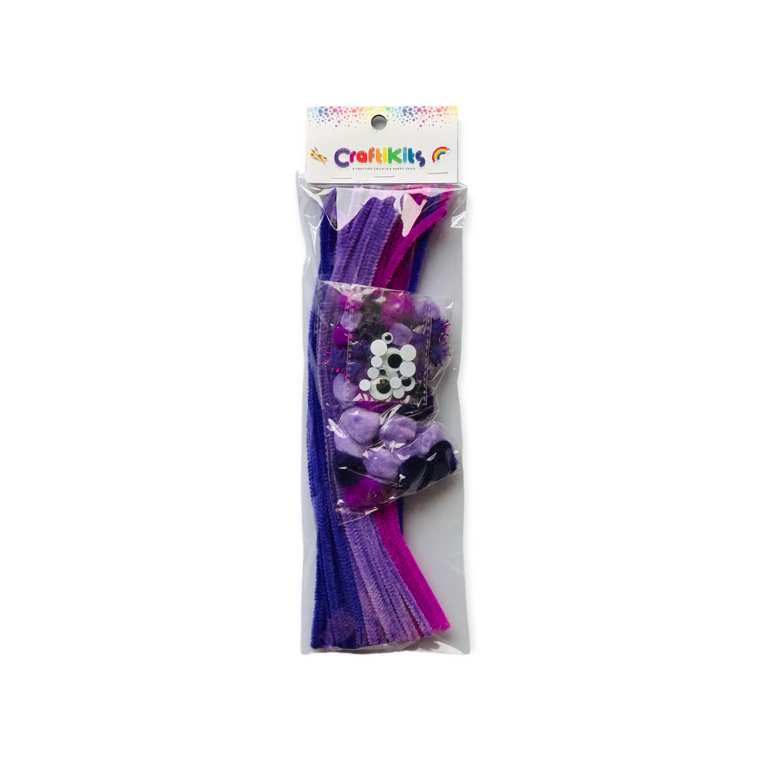 Purple Pom Poms, Pipe Cleaners, Googly Eyes