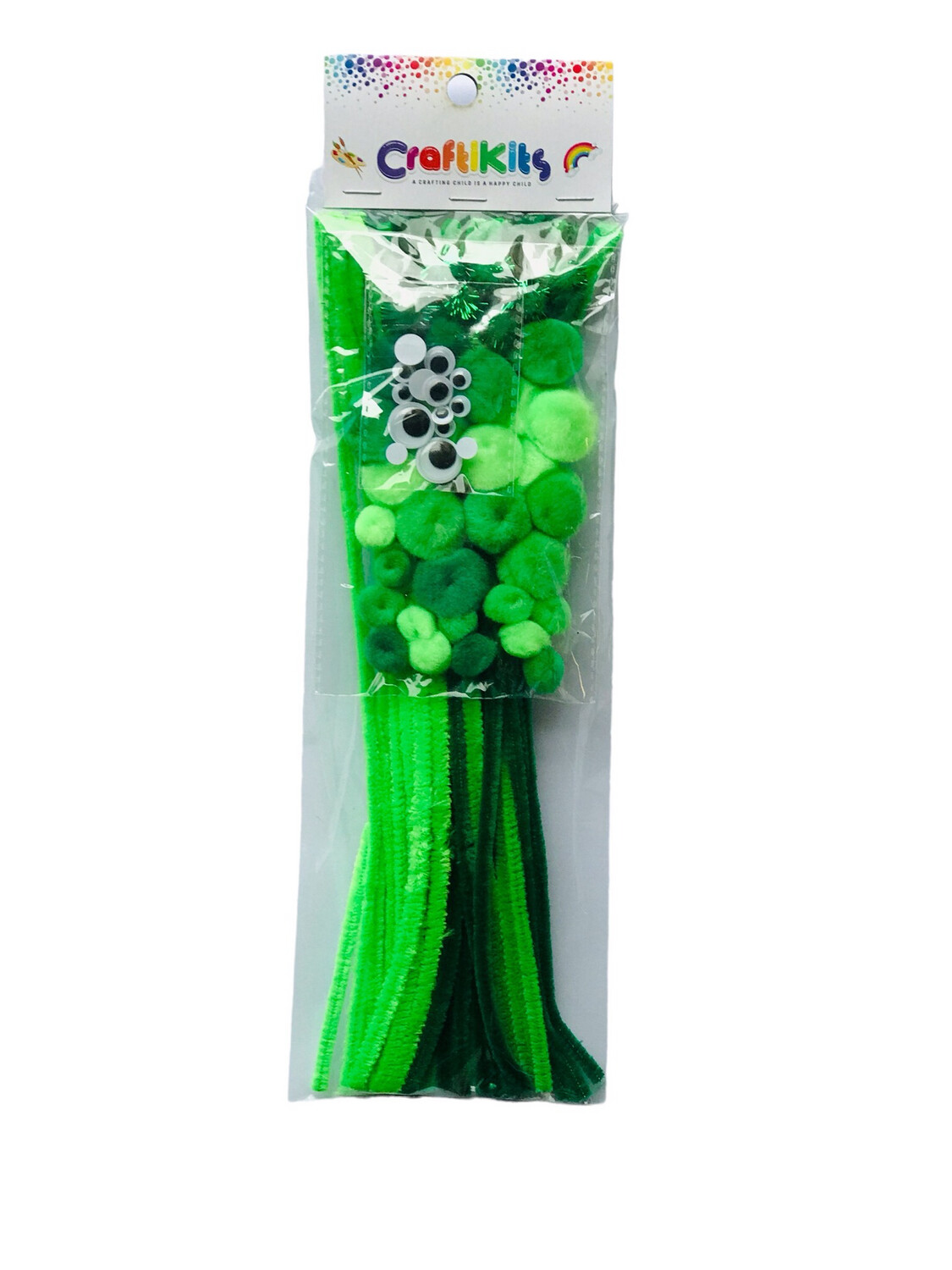 Lime &amp; Green Pom Poms, Pipe Cleaners, Googly Eyes