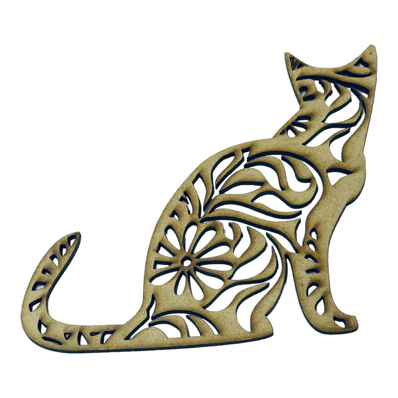 Tribal Cat Wood Design