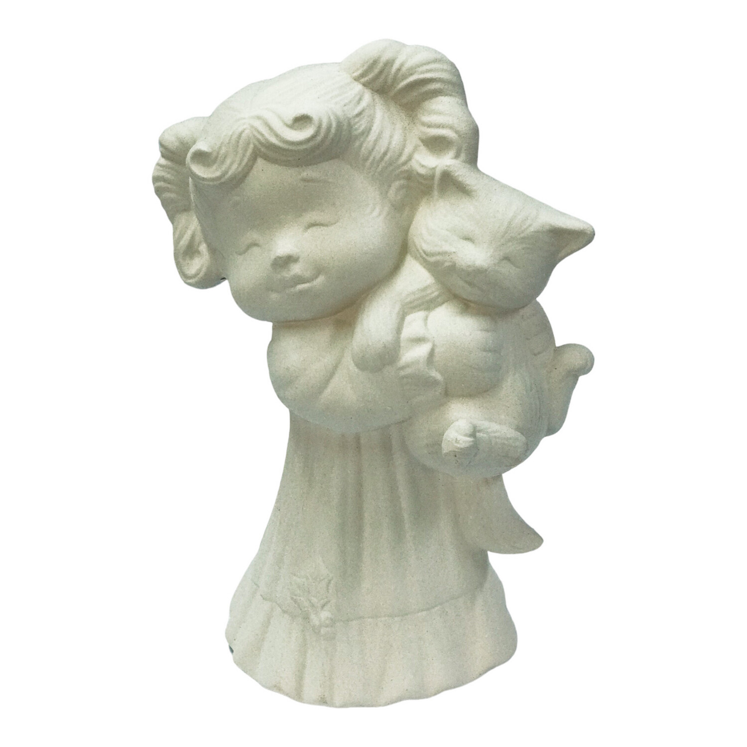 Sweet Girl And Her Cat Ceramic
