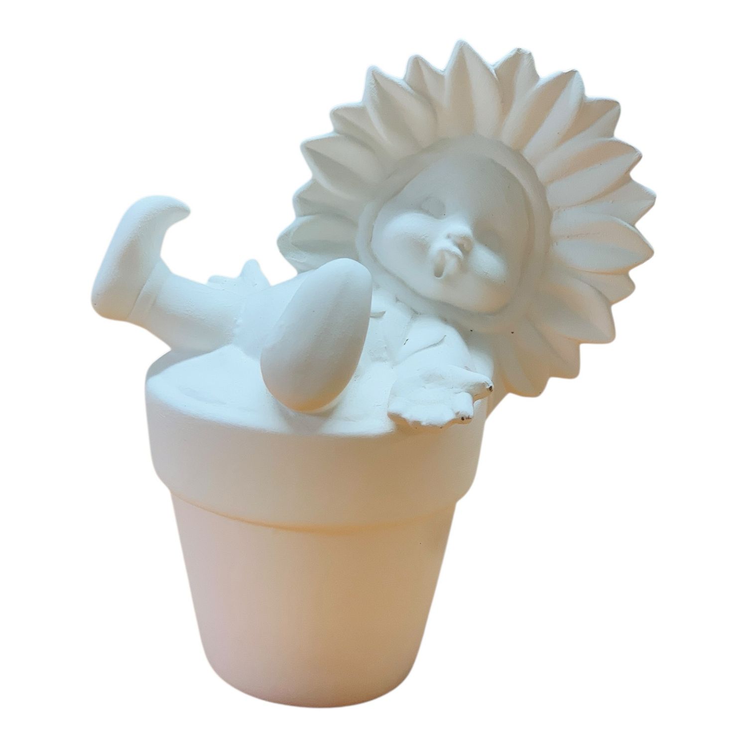 Sunflower Baby Sitting In Pot Ceramic