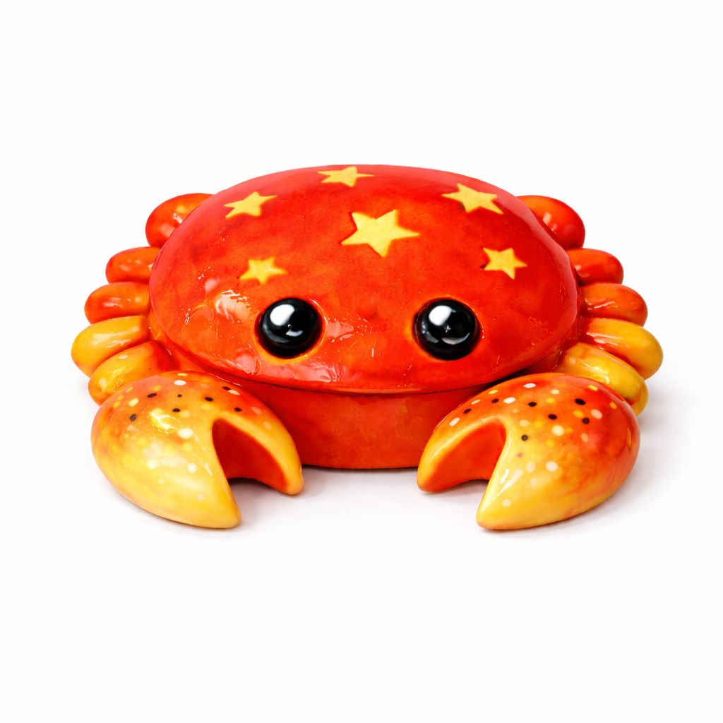 Crab Trinket Box POP with paint &amp; brush 
