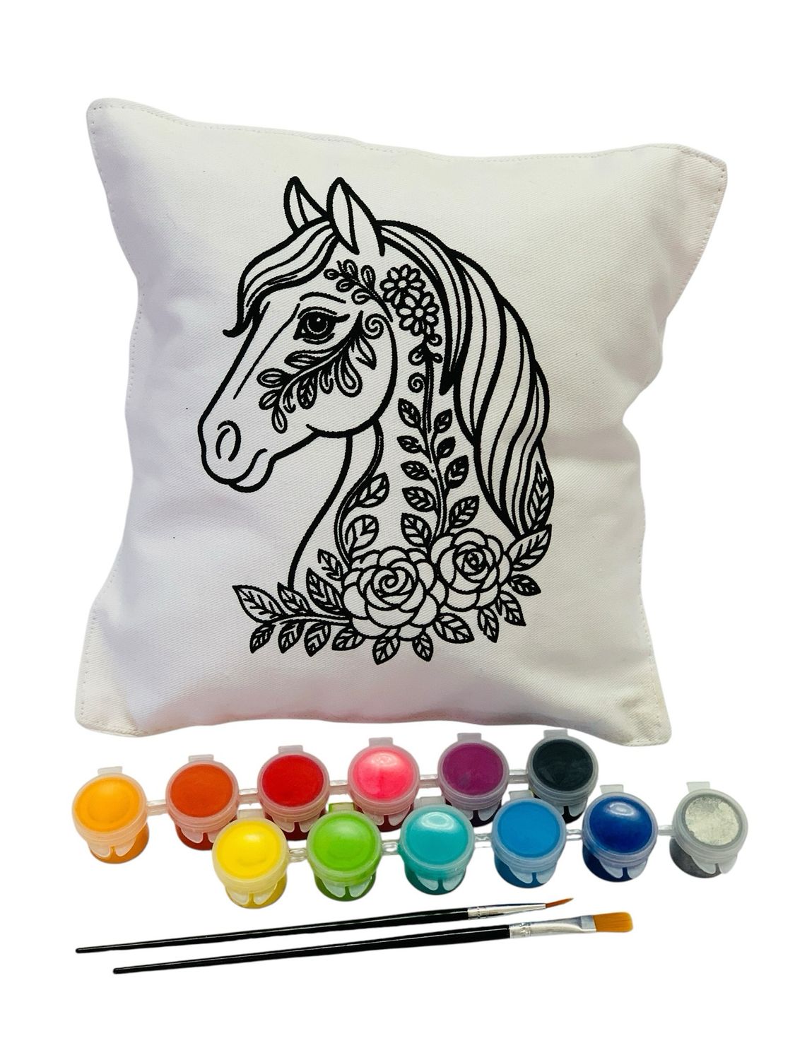 Flower Horse Pillow 25x25