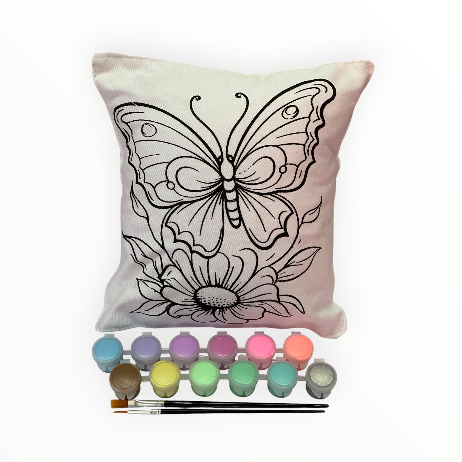 Butterfly Flowers Pillow Kit - Pastel