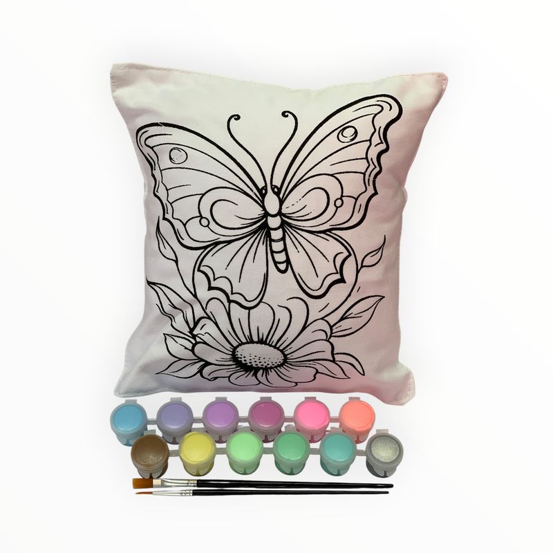 Butterfly Flowers Pillow Kit - Pastel