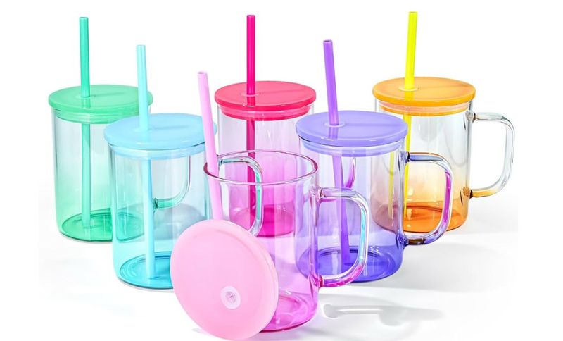 Tazas Clear vidrio 13 onzas , DIF colores 