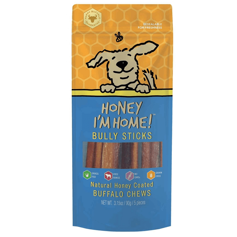 Honey I m Home Natural Honey Coated Buffalo Bully Sticks Dog Chews