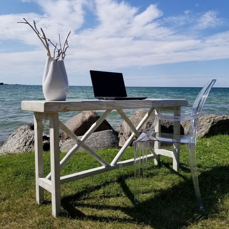 SPRING SALE! Live Edge X Base Entrance table/Computer Desk