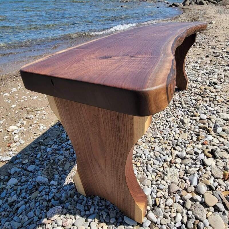 SOLD!!  SPRING SALE! Black walnut 4' live edge bench