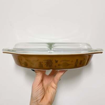Pyrex Early American Divided Casserole