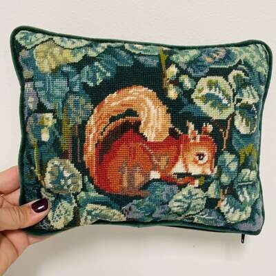 Squirrel Needlework Pillow