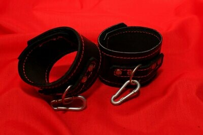 Red Stitched Leather Handcuffs