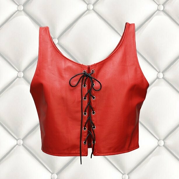 Peek-a-boo Leather Crop top