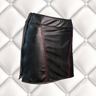 Ebony Leather Zip Skirt
