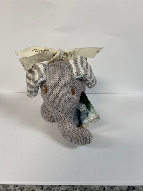 Knit Polka Dot Elephant Rattle