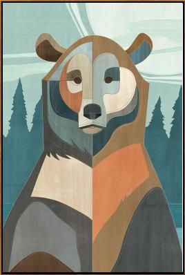 LB Art Northern Colorful Bear Giclee 31.75 x 45