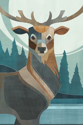 LB Art Northern Colorful Deer Giclee 30 x 45