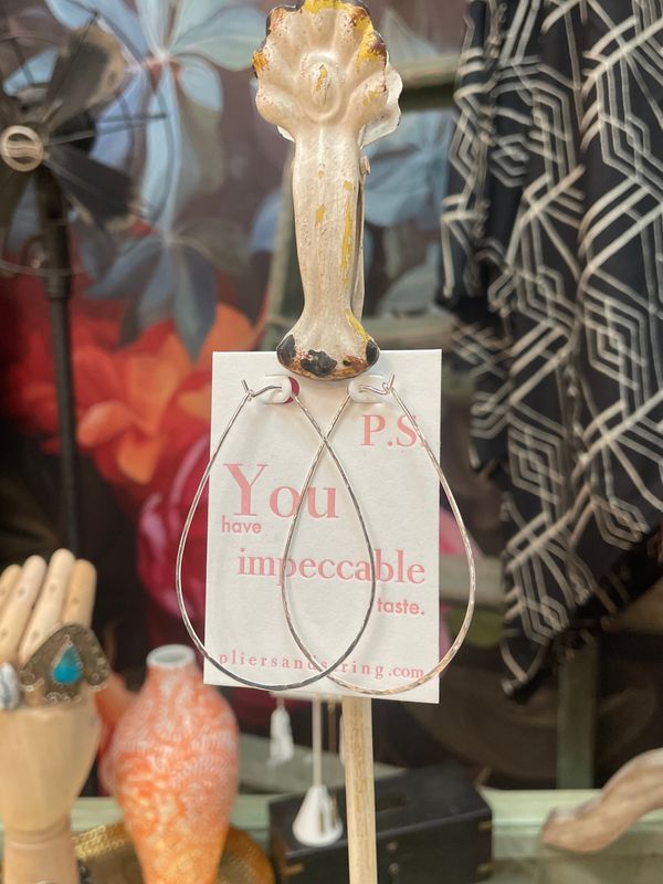 Pliers &amp; String Ovaline Facet Hoops