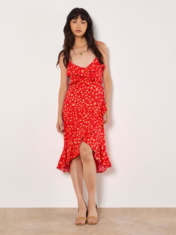 Apricot Red Ruffle Dress