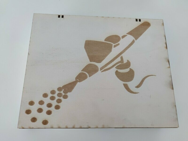 Holzkiste für Airbrush Pistolen, Farben & Zubehör in verschiedenen Designs