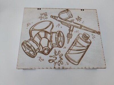 Holzkiste für Airbrush Pistolen, Farben & Zubehör in verschiedenen Designs