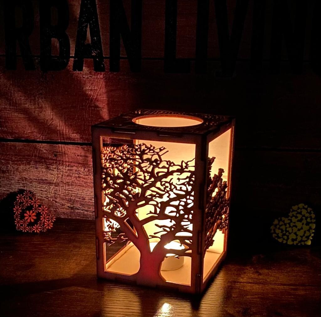 Teelichthalter "Mammut Baum", Maße 102x102x142mm (Mammut Lampe)