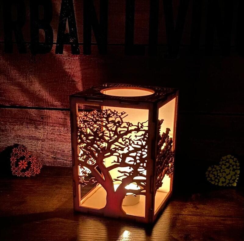 Teelichthalter "Mammut Baum", Maße 102x102x142mm (Mammut Lampe)