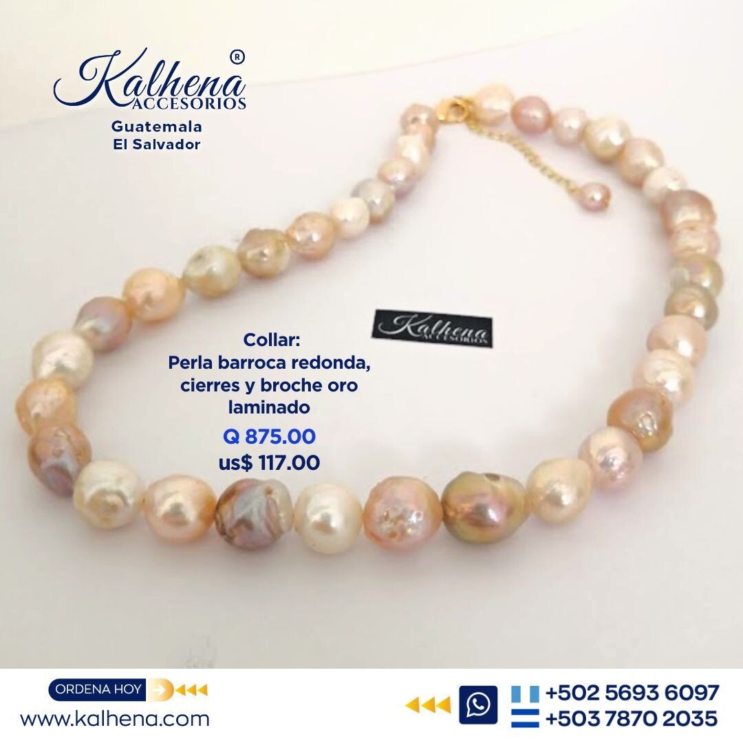 Collar perlas cultivadas barrocas tonos ivory, peach y blanco