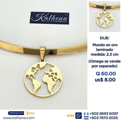 Dije Mundo en oro laminado