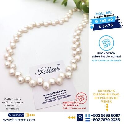 Collar perlas cultivadas perla exótica media perla blanca
