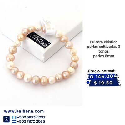 Pulsera perlas cultivadas barrocas medianas (3 tonos)
