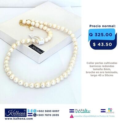 Collar perlas cultivadas barrocas blancas medianas
