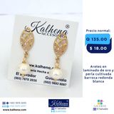 Aretes perlas cultivadas barrocas redondas en bases oro laminado