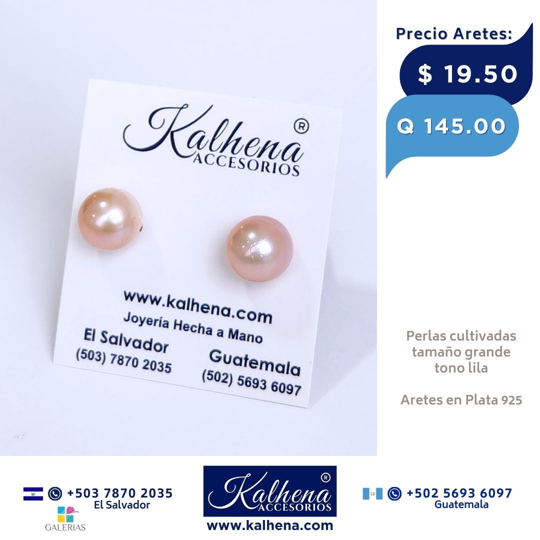 Aretes perla cultivada lila