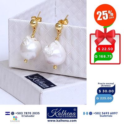 Aretes perlas barrocas exoticas blancas