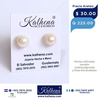 Aretes perla cultivada blanca entre Plata 925