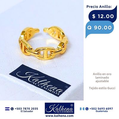 Anillo ajustable estilo tejido Gucci en oro laminado