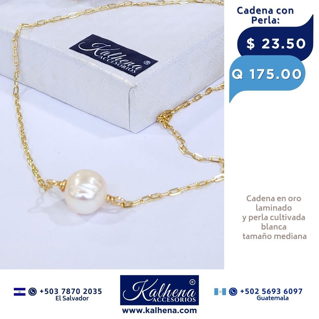 Cadena oro lamminado y perla cultivada