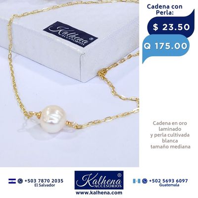 Cadena oro lamminado y perla cultivada