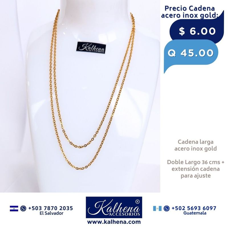 Cadena en acero inox dorado (larga)